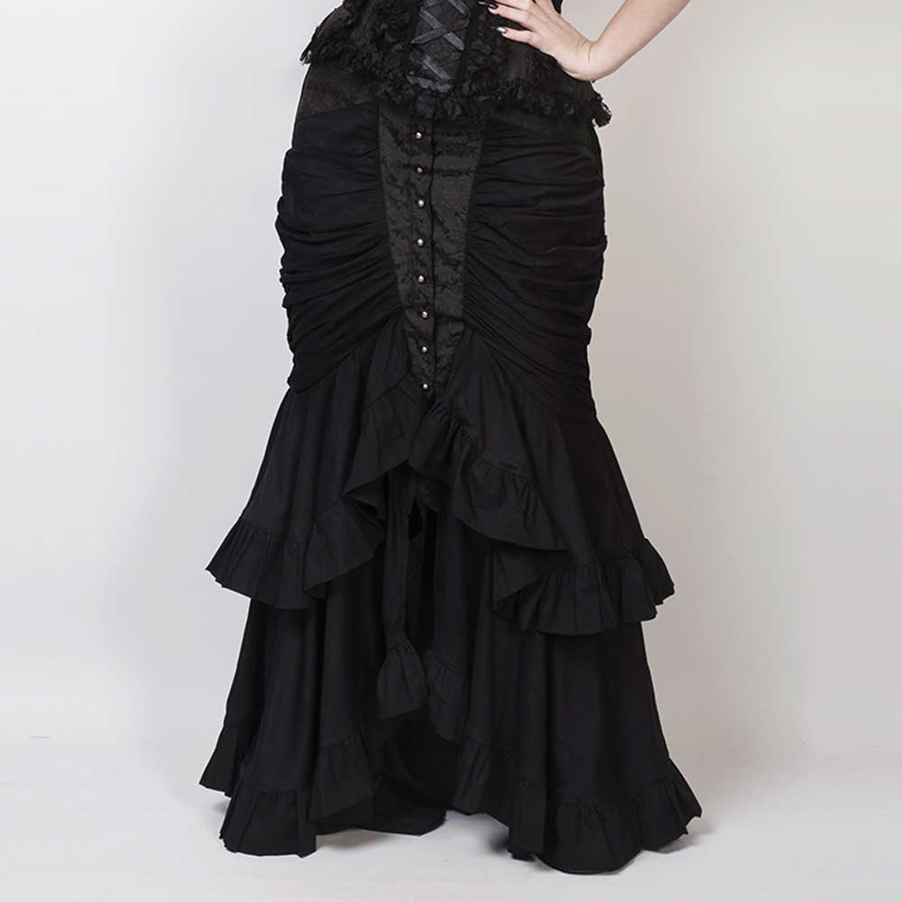 Attitude Corsets - Steampunk mermaid skirt Rock - Schwarz